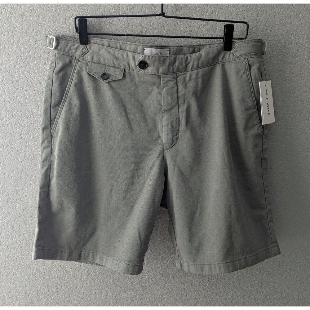 Mr. Porter Mr. P Straight Leg Twill Adjustable Shorts Men's Size 34 Green NWT
